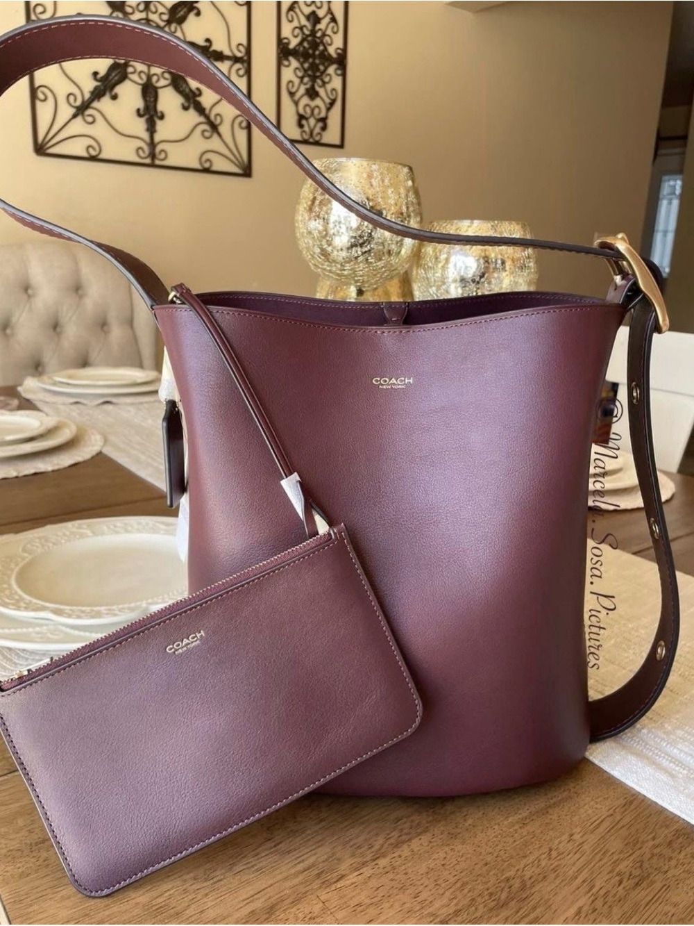 ♥️New Coach Bleeker Bucket Bag in Merlot (Sold Out Online)